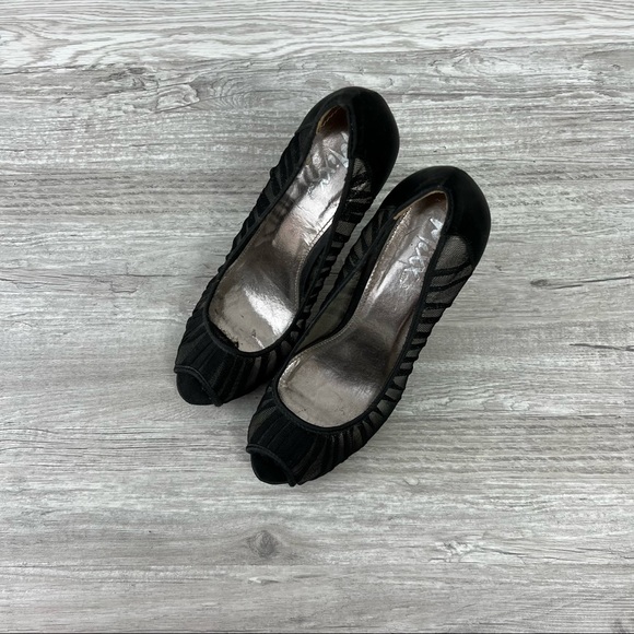 Mixx Shuz Amparo Pumps Size 7.5 Womens Black Mesh Rhinestone Platform High Heels - Picture 2 of 8